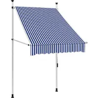 vidaXL Luifel handmatig uittrekbaar 100 cm blauw en witte strepen
