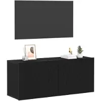 vidaXL Tv-meubelset 100 x 30 x 41 cm Zwart Eiken Bewerkt hout