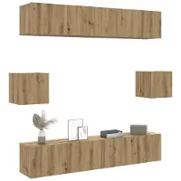 vidaXL 6-delig Tv-meubelset wandmontage bewerkt hout artisanaal eiken
