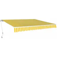 vidaXL Luifel handmatig uittrekbaar 600 cm geel/wit
