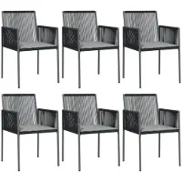 vidaXL Tuinstoelen 6 st met kussens 54x60,5x83,5 cm poly rattan zwart