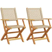 vidaXL Tuinstoelen 2 st massief acaciahout en poly rattan beige