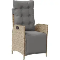 vidaXL Tuinstoel verstelbaar met voetensteun poly rattan gemengd beige