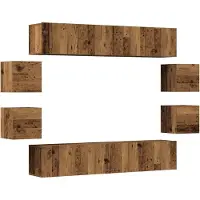vidaXL 8-delig Tv-meubelset wandmontage bewerkt hout oud houtkleurig