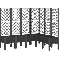 vidaXL Plantenbak met latwerk 160x120x142 cm polypropeen zwart
