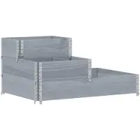 vidaXL Verhoogde plantenbak 3-laags 120x80 cm massief grenenhout grijs