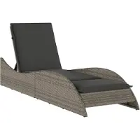 vidaXL Ligbed met kussen 60x205x73 cm poly rattan grijs