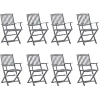 vidaXL Tuinstoelen 8 st inklapbaar met kussens massief acaciahout