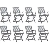 vidaXL Tuinstoelen 8 st inklapbaar met kussens massief acaciahout