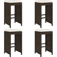 vidaXL Tuinbarstoelen met kussens, 4 stuks, bruin, polyrotan