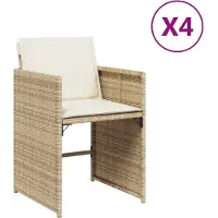 vidaXL Tuinstoelen 4 st met kussens poly rattan beige