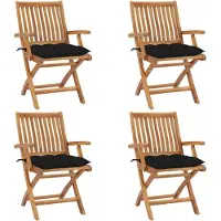 vidaXL Tuinstoelen 4 st inklapbaar met kussens massief teakhout