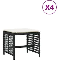 vidaXL Tuinkrukken 4 st met kussens 41x41x36 cm poly rattan zwart