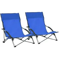 vidaXL Strandstoelen 2 st inklapbaar stof blauw