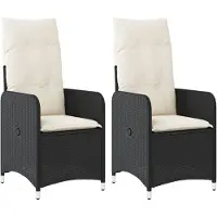 vidaXL Tuinstoelen 2 st verstelbaar met kussens poly rattan zwart
