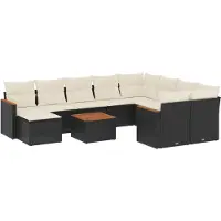 vidaXL 11-delige Loungeset met kussens poly rattan zwart