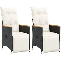 vidaXL Tuinstoelen 2 st verstelbaar met kussens poly rattan zwart