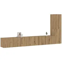 vidaXL Tv-wandkasten 3 st bewerkt hout artisanaal eikenkleurig