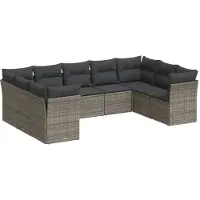 vidaXL 9-delige Loungeset met kussens poly rattan grijs