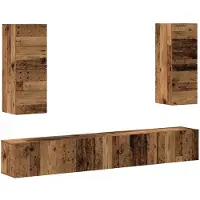 vidaXL 4-delig Tv-meubelset wandmontage bewerkt hout oud houtkleurig