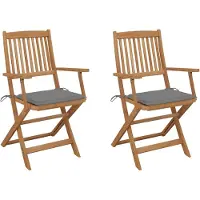 vidaXL Tuinstoelen 2 st inklapbaar met kussens massief acaciahout