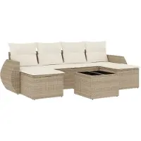 vidaXL 7-delige Loungeset met kussens poly rattan beige