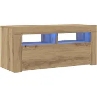 vidaXL Tv-meubel met LED 90x35x40 cm bewerkt hout artisanaal eiken