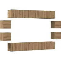 vidaXL 8-delig Tv-meubelset wandmontage bewerkt hout artisanaal eiken