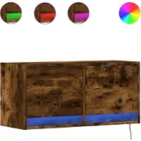 vidaXL Tv-wandmeubel met LED-verlichting 80x31x35 cm gerookt eiken