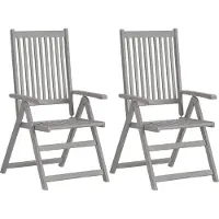 vidaXL Tuinstoelen 2 st verstelbaar massief acaciahout grijs