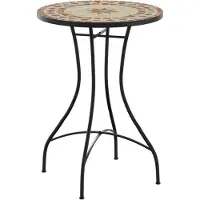 vidaXL Bistrotafel mozaïek Ø50x70 cm keramiek terracottakleurig en wit