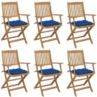 vidaXL Tuinstoelen 6 st inklapbaar met kussens massief acaciahout