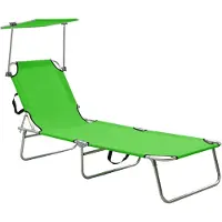 vidaXL Ligbed inklapbaar met luifel aluminium groen