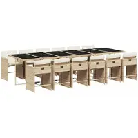 vidaXL 13-delige Tuinset met kussens poly rattan beige