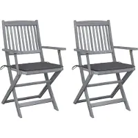 vidaXL Set van 2 klapstoelen met kussens, gemaakt van massief acaciahout.