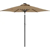 vidaXL Parasol met stalen paal 225x225x212 cm taupe