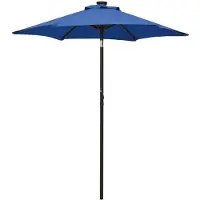 vidaXL Parasol met LED-verlichting 200x211 cm aluminium azuurblauw