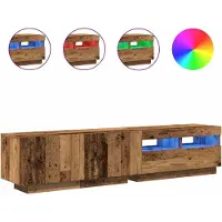 vidaXL Tv-meubel met LED 180x35x40 cm bewerkt hout oud hout
