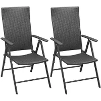 vidaXL Stapelbare tuin stoelen, 2 stuks, polyrotan, zwart