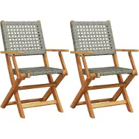 vidaXL Tuinstoelen 2 st massief acaciahout en poly rattan grijs