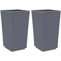 vidaXL Plantenbakken 2 st 32,5x32,5x57 cm polypropeen blauwgrijs
