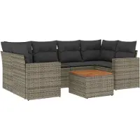 vidaXL 7-delige Loungeset met kussens poly rattan grijs