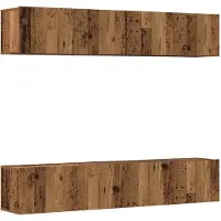 vidaXL Tv-wandkasten 4 st bewerkt hout oud houtkleurig