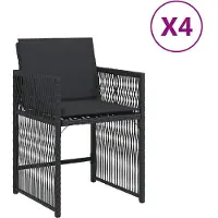 vidaXL Tuinstoelen 4 st met kussens poly rattan zwart