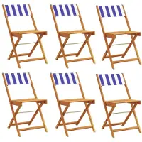 vidaXL Tuinstoelen 6 st inklapbaar stof en massief hout blauw en wit