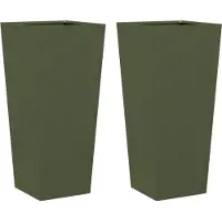 vidaXL Plantenbakken 2 st 35x35x75 cm staal olijfgroen
