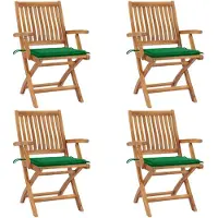 vidaXL Klapstoelen met kussens, 4-delig, massief teak hout
