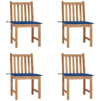 vidaXL Tuinstoelen 4 st met kussens massief teakhout