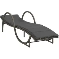 vidaXL Ligbed met kussen 60x199x42 cm poly rattan grijs