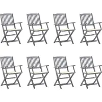 vidaXL Tuinstoelen 8 st inklapbaar met kussens massief acaciahout